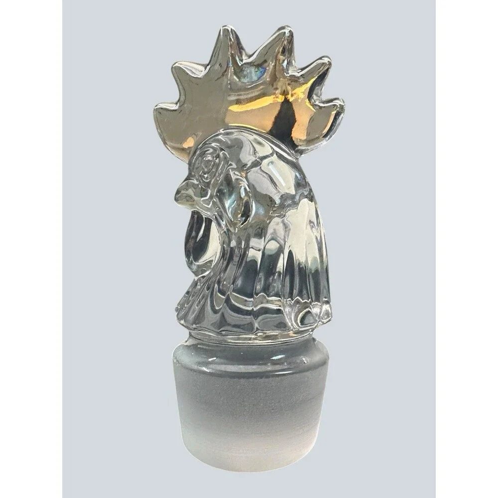 Vintage Heisey Glass Orchid Rooster Head Decanter Stopper